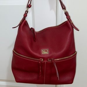 Pre-loved Dooney & Bourke pebble grain hobo/ shoulder bag in red leather